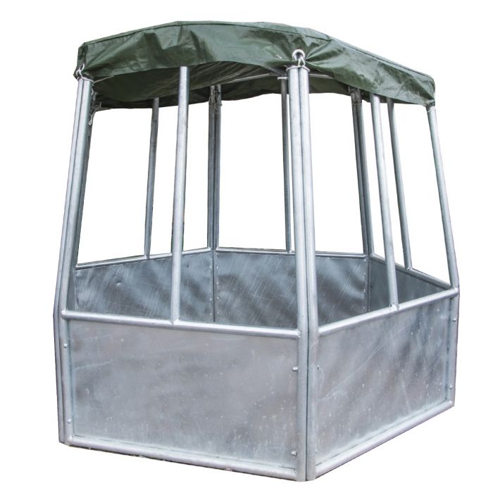 Foderhäck 6-kantig i aluminium med tak, 12 platser