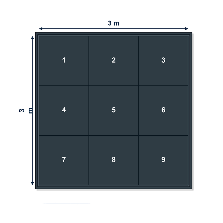 Stallmatta 20 mm, 1 x 1 m, paket för hästbox 3,0 x 3,0 meter