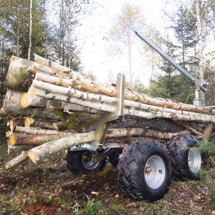 Skogsvagn ATV med kran och vinsch