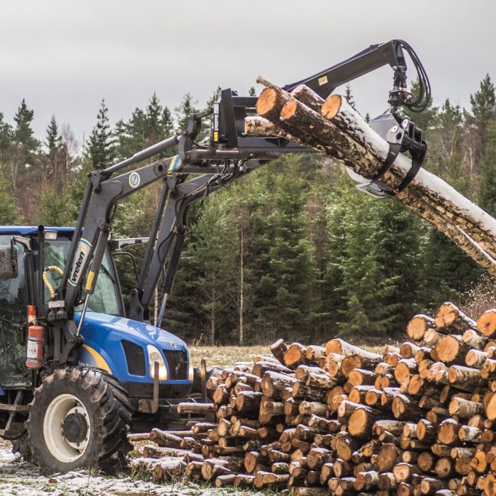 Kranarm med grip och rotator, med fäste som passar till trima