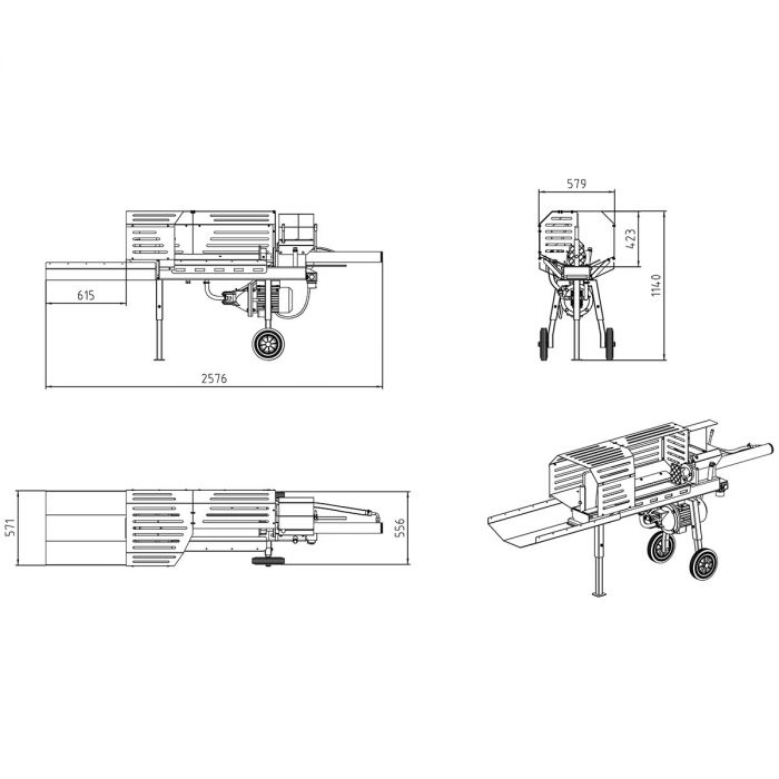 Vedklyv, eldriven, 7 ton, 70 cm