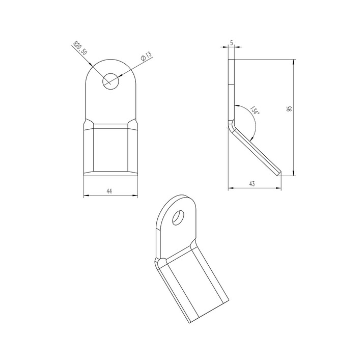Y-slaga 13 x 44 x 95 mm