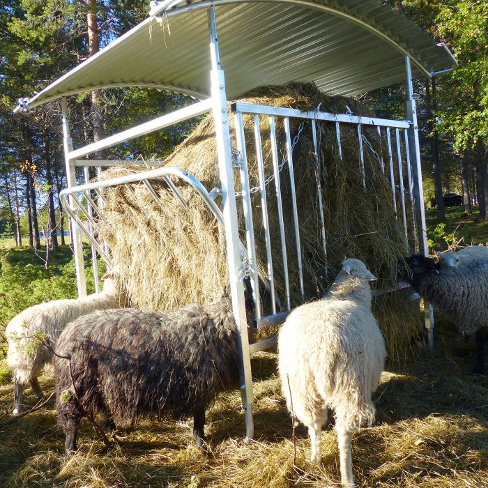 Foderhäck med tak för får