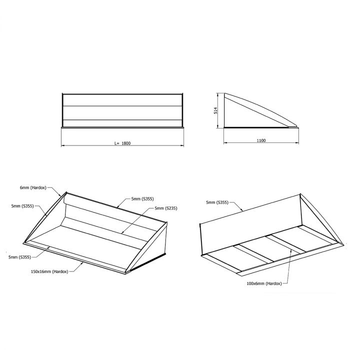 Planeringsskopa PRO 2,0 m, Euro